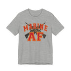 Marine AF Shirt | USMC Marine AF Front Print T-Shirt with Crossed Rifles Design - Anything AF