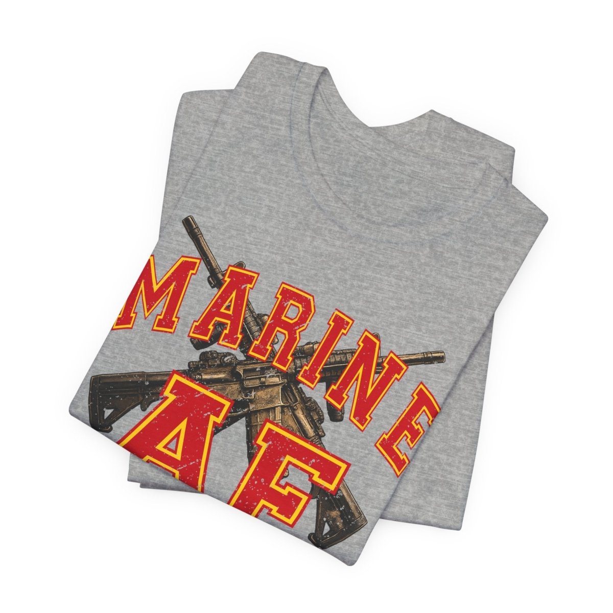 Marine AF Shirt | USMC Marine AF Front Print T-Shirt with Crossed Rifles Design - Anything AF