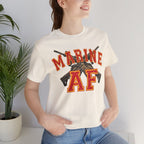 Marine AF Shirt | USMC Marine AF Front Print T-Shirt with Crossed Rifles Design - Anything AF