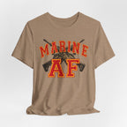 Marine AF Shirt | USMC Marine AF Front Print T-Shirt with Crossed Rifles Design - Anything AF