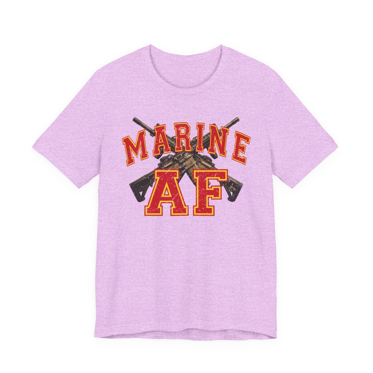 Marine AF Shirt | USMC Marine AF Front Print T-Shirt with Crossed Rifles Design - Anything AF