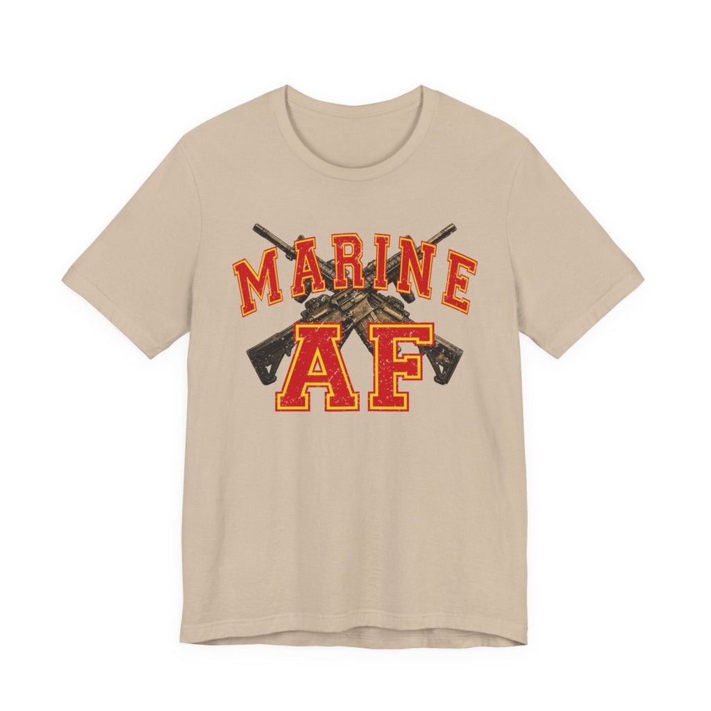 Marine AF Shirt | USMC Marine AF Front Print T-Shirt with Crossed Rifles Design - Anything AF