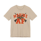 Marine AF Shirt | USMC Marine AF Front Print T-Shirt with Crossed Rifles Design - Anything AF