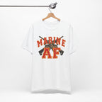 Marine AF Shirt | USMC Marine AF Front Print T-Shirt with Crossed Rifles Design - Anything AF