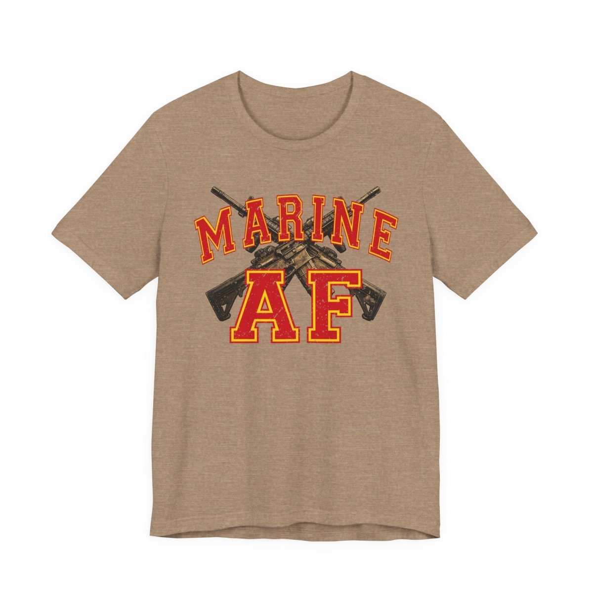Marine AF Shirt | USMC Marine AF Front Print T-Shirt with Crossed Rifles Design - Anything AF