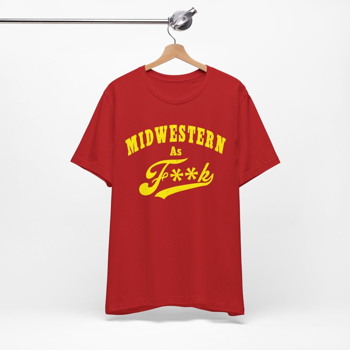 Midwestern AF Graphic Tee | Funny Midwest Culture Shirt with Vintage Style Yellow Print | Midwestern As F**k PG-13 Version - Anything AF