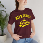 Midwestern AF Graphic Tee | Funny Midwest Culture Shirt with Vintage Style Yellow Print | Midwestern As F**k PG-13 Version - Anything AF