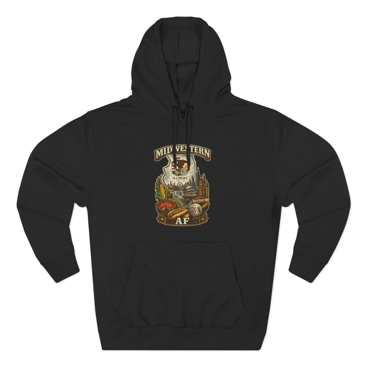 Midwestern AF Illinois Hoodie | Funny Illinois Pride Hoodie | Lane Seven LS14001 3-Panel Fleece | Family Friendly Prairie State Hoodie - Anything AF