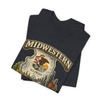 Vintage Black Illinois Midwestern AF tee folded to show the crest graphic