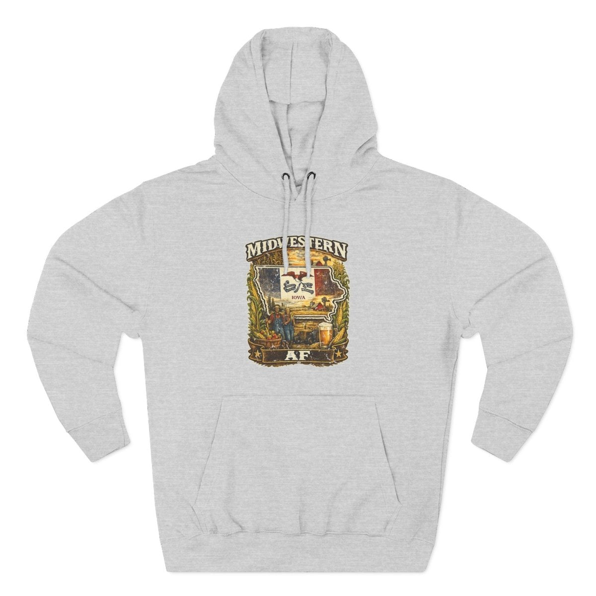 Midwestern AF Iowa Hoodie | Funny Iowa Pride Hoodie | Lane Seven LS14001 3-Panel Fleece | Family Friendly Hawkeye State Hoodie - Anything AF