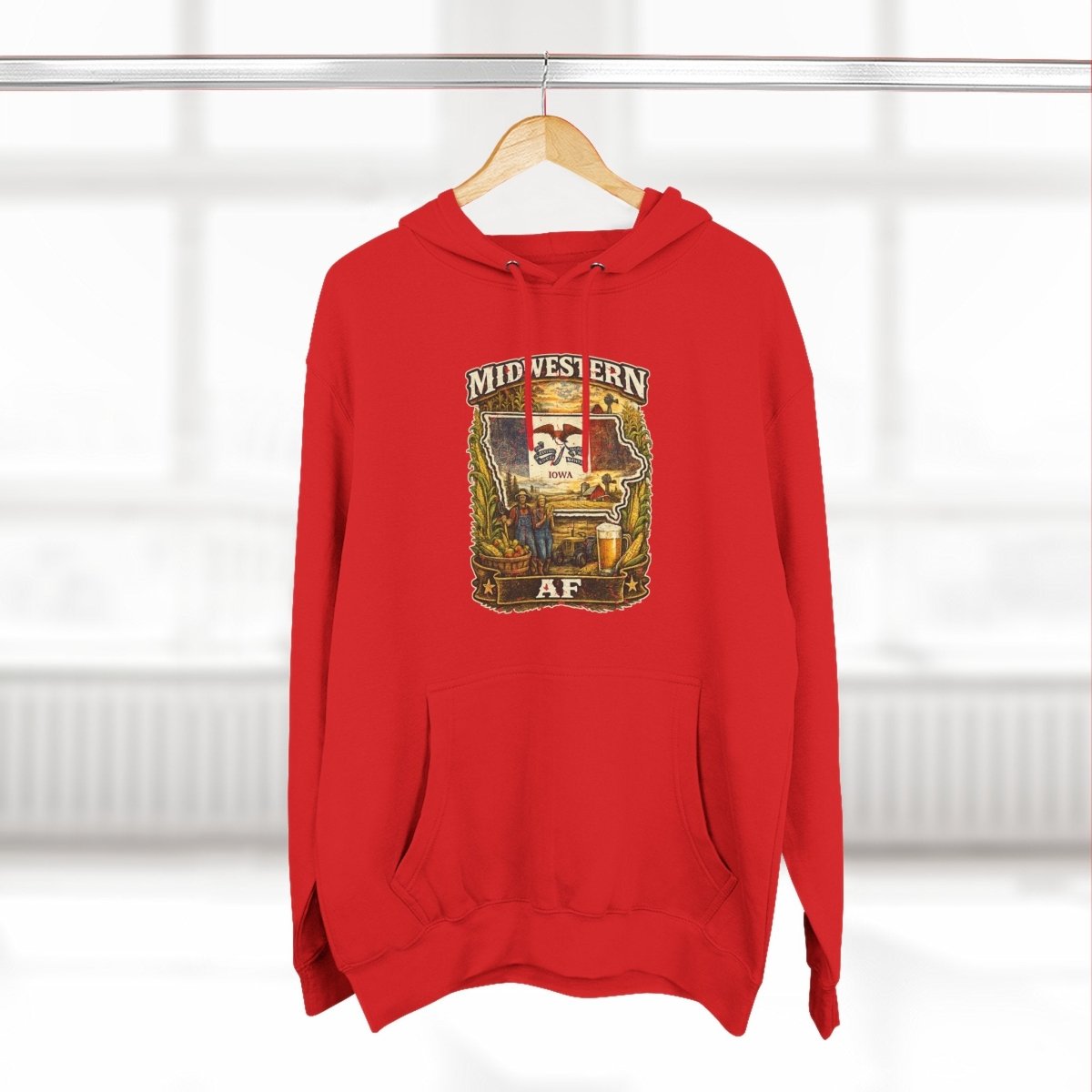 Midwestern AF Iowa Hoodie | Funny Iowa Pride Hoodie | Lane Seven LS14001 3-Panel Fleece | Family Friendly Hawkeye State Hoodie - Anything AF