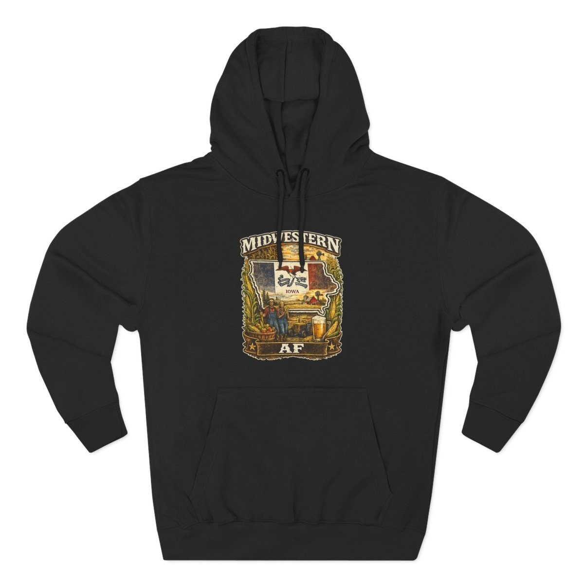 Midwestern AF Iowa Hoodie | Funny Iowa Pride Hoodie | Lane Seven LS14001 3-Panel Fleece | Family Friendly Hawkeye State Hoodie - Anything AF