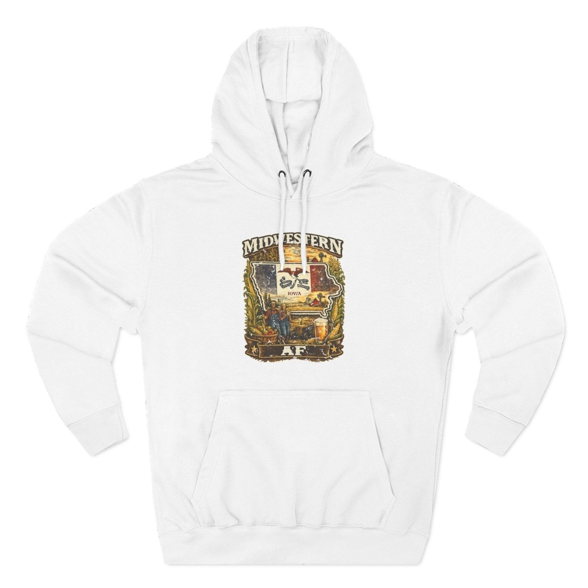 Midwestern AF Iowa Hoodie | Funny Iowa Pride Hoodie | Lane Seven LS14001 3-Panel Fleece | Family Friendly Hawkeye State Hoodie - Anything AF