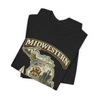 Black Michigan Midwestern AF tee folded to show the state crest