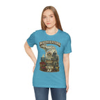 Woman wearing the Heather Aqua Michigan Midwestern AF tee, full length view