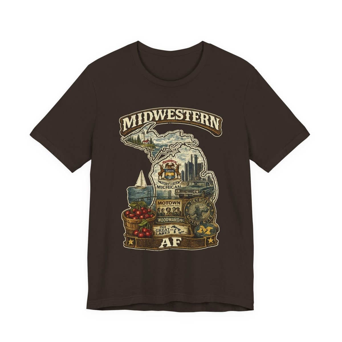 Midwestern AF Michigan T-Shirt | Funny Michigan Pride Tee | Bella + Canvas 3001 | Family Friendly Wolverine State Shirt - Anything AF