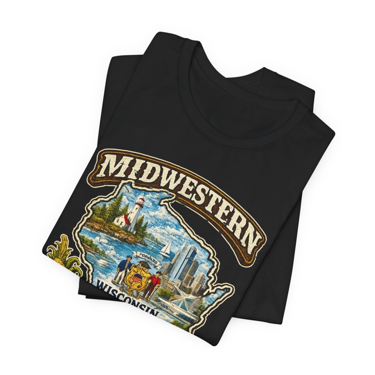 Midwestern AF Wisconsin T-Shirt | Funny Wisconsin Pride Tee | Bella + Canvas 3001 | Family Friendly Cheesehead State Shirt - Anything AF