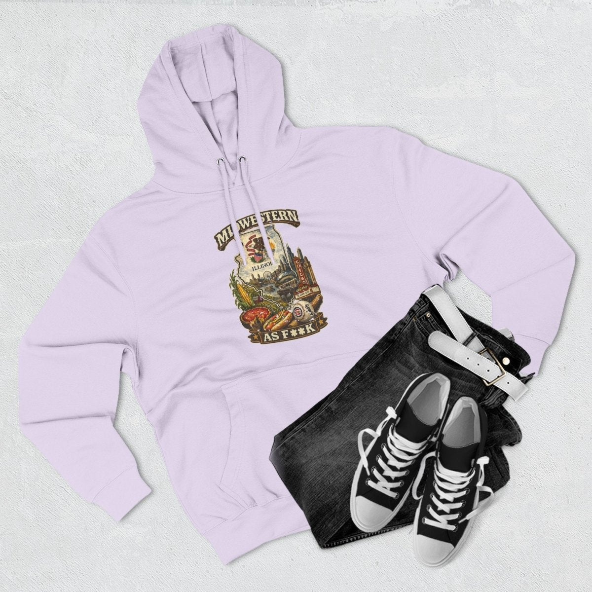 Midwestern As F**K Illinois Hoodie | Funny Illinois Pride Hoodie | Lane Seven LS14001 3-Panel Fleece | Slightly Salty Prairie State Hoodie - Anything AF
