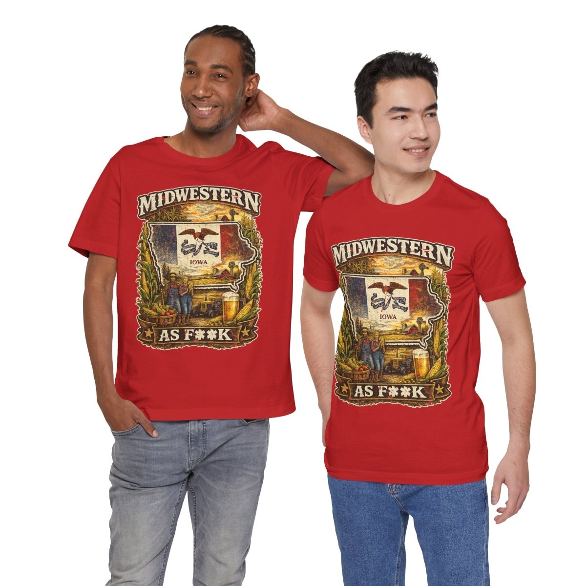 Midwestern As F**K Iowa T-Shirt | Funny Iowa Pride Tee | Bella + Canvas 3001 | Slightly Salty Iowa State Shirt - Anything AF