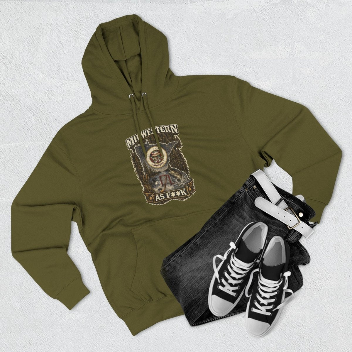 Midwestern As FK Minnesota Hoodie | Funny Minnesota Pride Hoodie | Lane Seven LS14001 3-Panel Fleece | Slightly Salty Edition - Anything AF