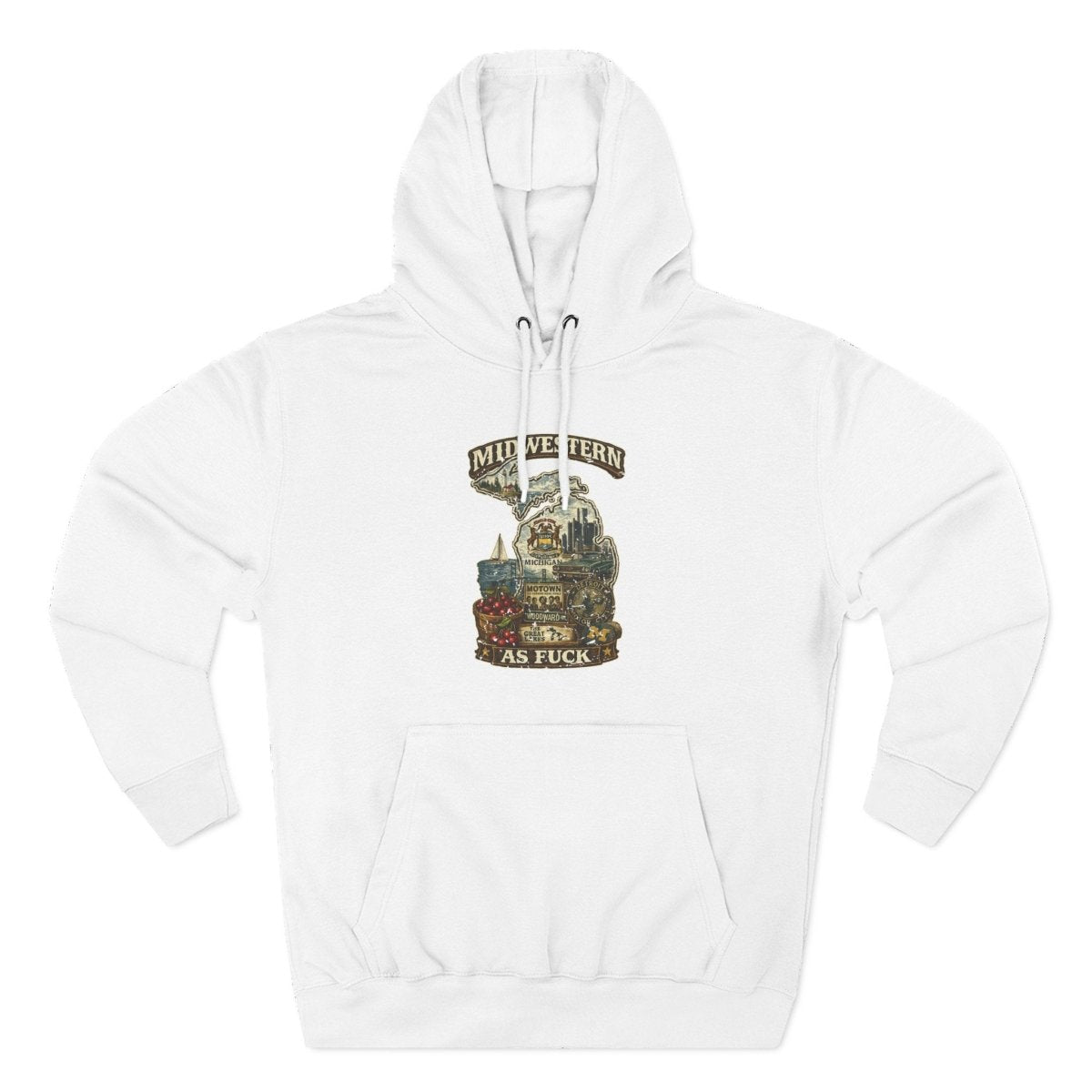 Midwestern As Fuck Michigan Hoodie | Funny Michigan Pride Hoodie | Lane Seven LS14001 3-Panel Fleece | Vintage Wolverine State Hoodie - Anything AF