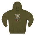 Army Green Midwestern As Fuck Michigan hoodie laid flat with the state crest