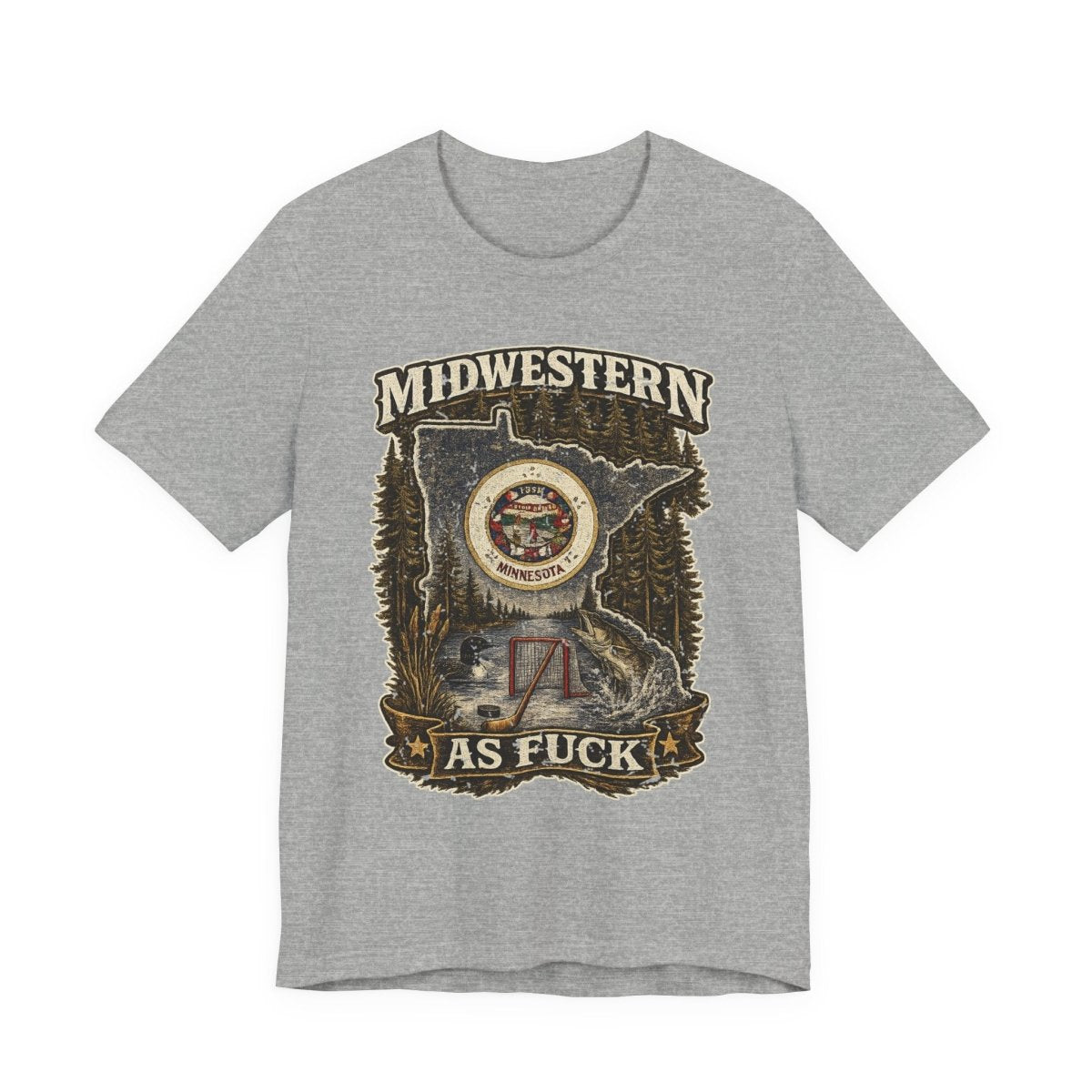 Midwestern As Fuck Minnesota T-Shirt | Funny Minnesota Pride Tee | Bella + Canvas 3001 | Vintage North Star State Shirt - Anything AF