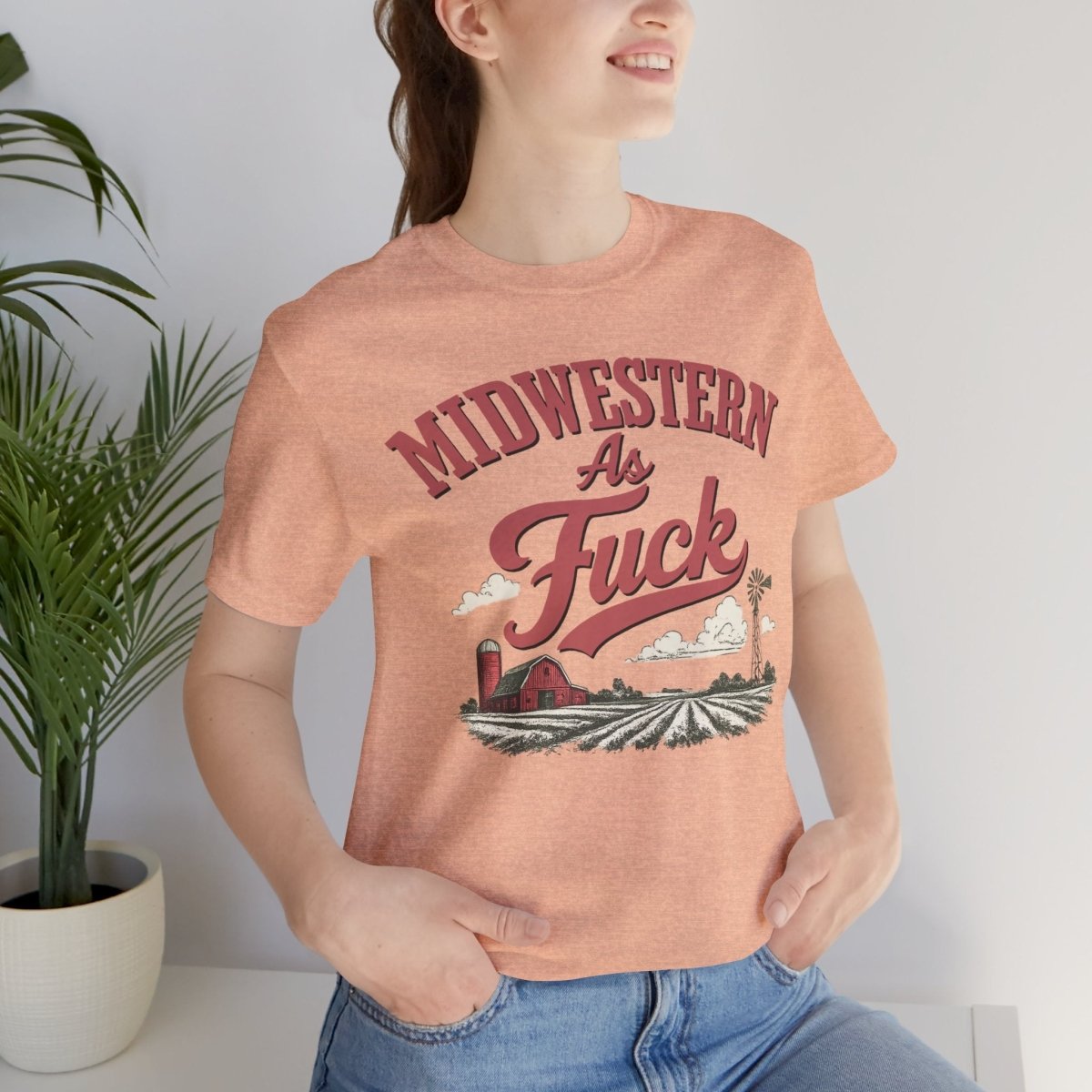 Midwestern As FUCK Vintage Farm Graphic T-Shirt | No Filter Edition | Bella + Canvas 3001 Unisex Tee - Anything AF