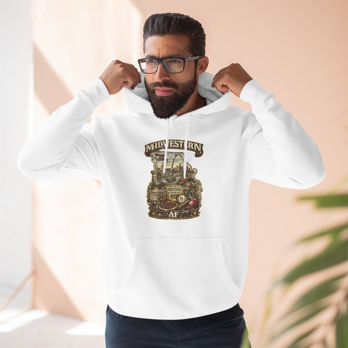 Missouri Midwestern AF Hoodie | Show-Me State Graphic Pullover | Lane Seven LS14001 Fleece Hoodie | Family Friendly Collection - Anything AF
