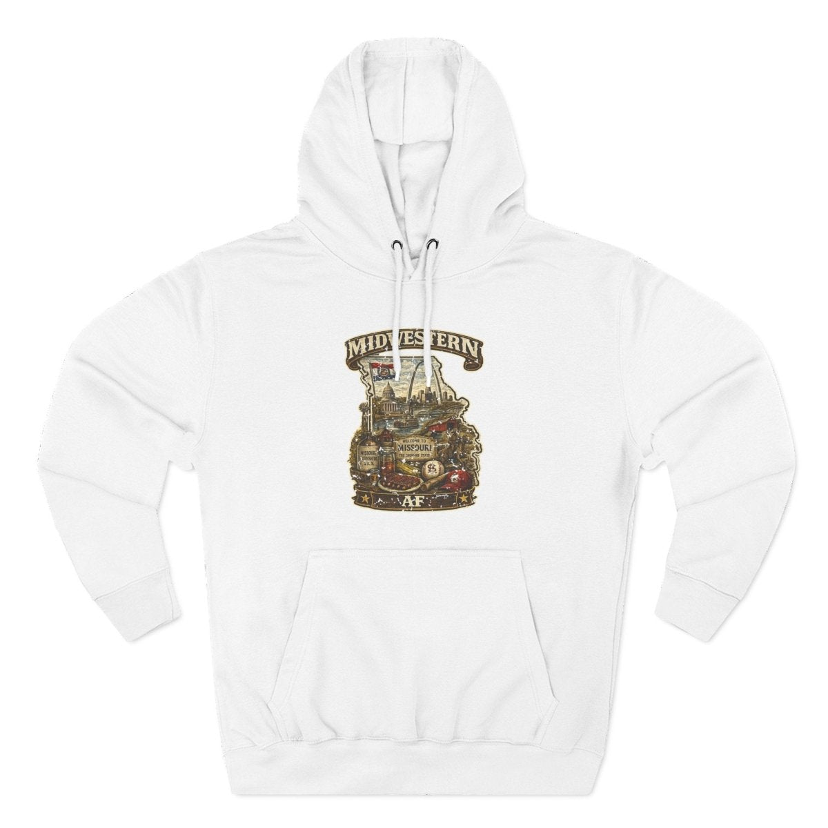 Missouri Midwestern AF Hoodie | Show-Me State Graphic Pullover | Lane Seven LS14001 Fleece Hoodie | Family Friendly Collection - Anything AF