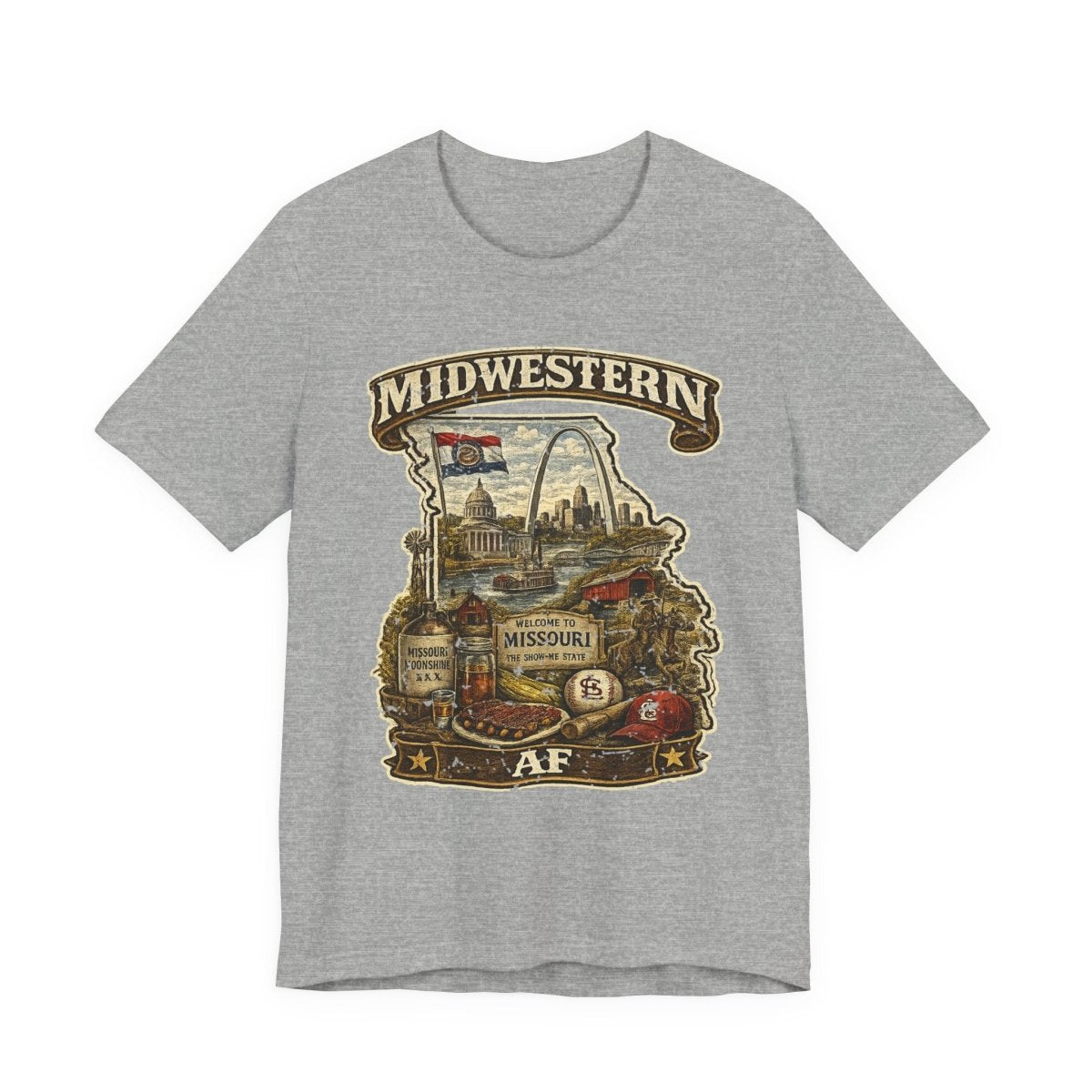 Missouri Midwestern AF T-Shirt | Show-Me State Graphic Tee | Bella + Canvas 3001 | Family Friendly Collection - Anything AF