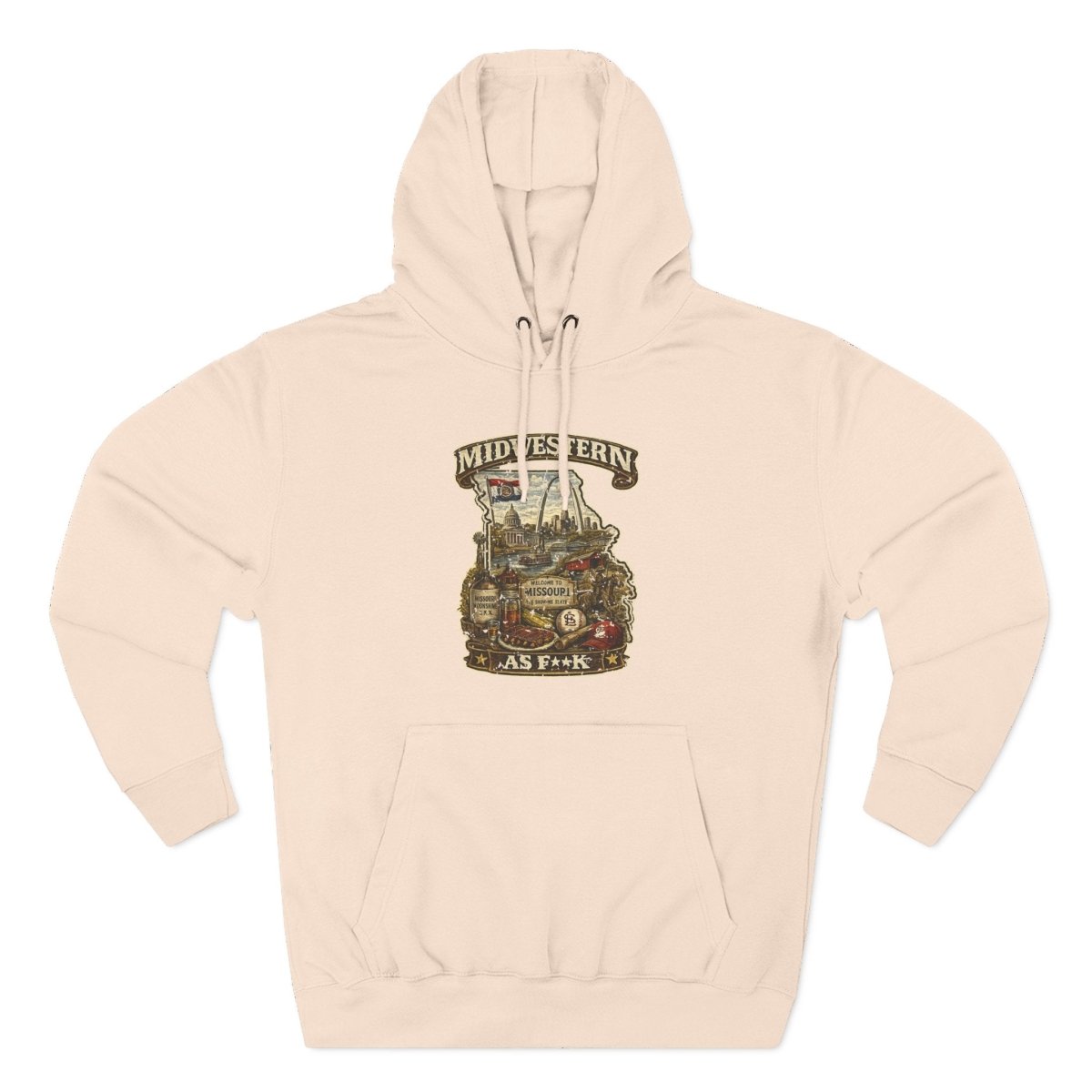 Missouri Midwestern As F**K Hoodie | Show-Me State Graphic Pullover | Lane Seven LS14001 Fleece Hoodie | Slightly Salty Collection - Anything AF