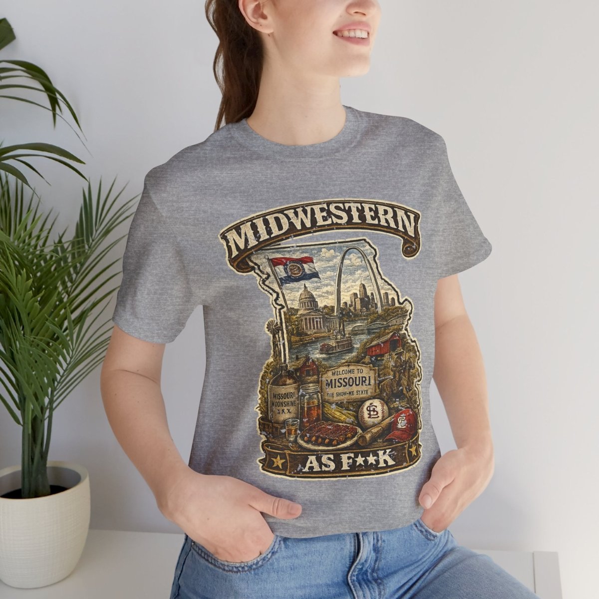 Missouri Midwestern As F**K T-Shirt | Show-Me State Graphic Tee | Bella + Canvas 3001 | Slightly Salty Collection - Anything AF