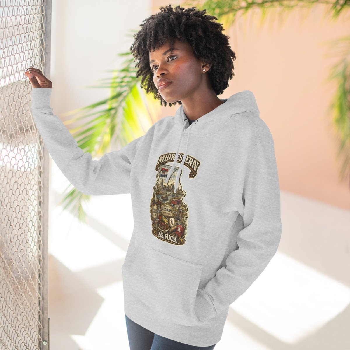 Missouri Midwestern As Fuck Hoodie | No Filter Show-Me State Graphic Pullover | Lane Seven LS14001 Fleece Hoodie | No Filter Collection - Anything AF
