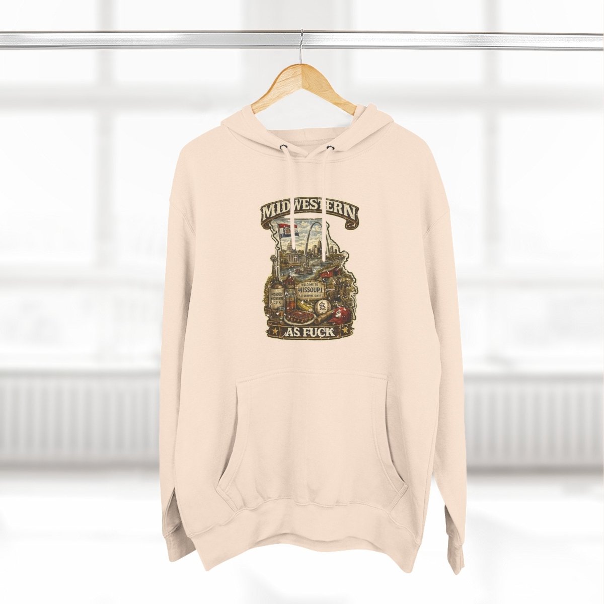 Missouri Midwestern As Fuck Hoodie | No Filter Show-Me State Graphic Pullover | Lane Seven LS14001 Fleece Hoodie | No Filter Collection - Anything AF