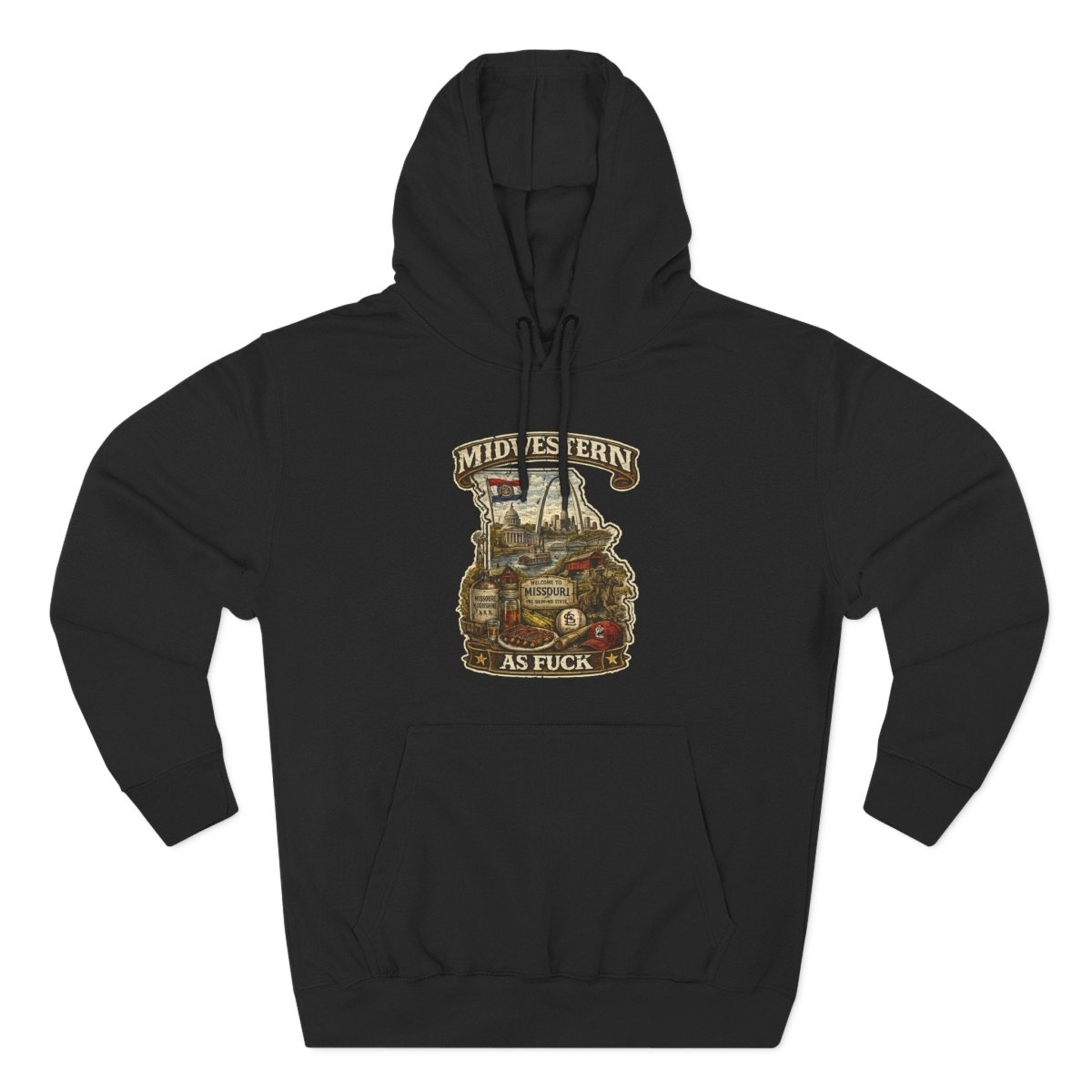 Missouri Midwestern As Fuck Hoodie | No Filter Show-Me State Graphic Pullover | Lane Seven LS14001 Fleece Hoodie | No Filter Collection - Anything AF