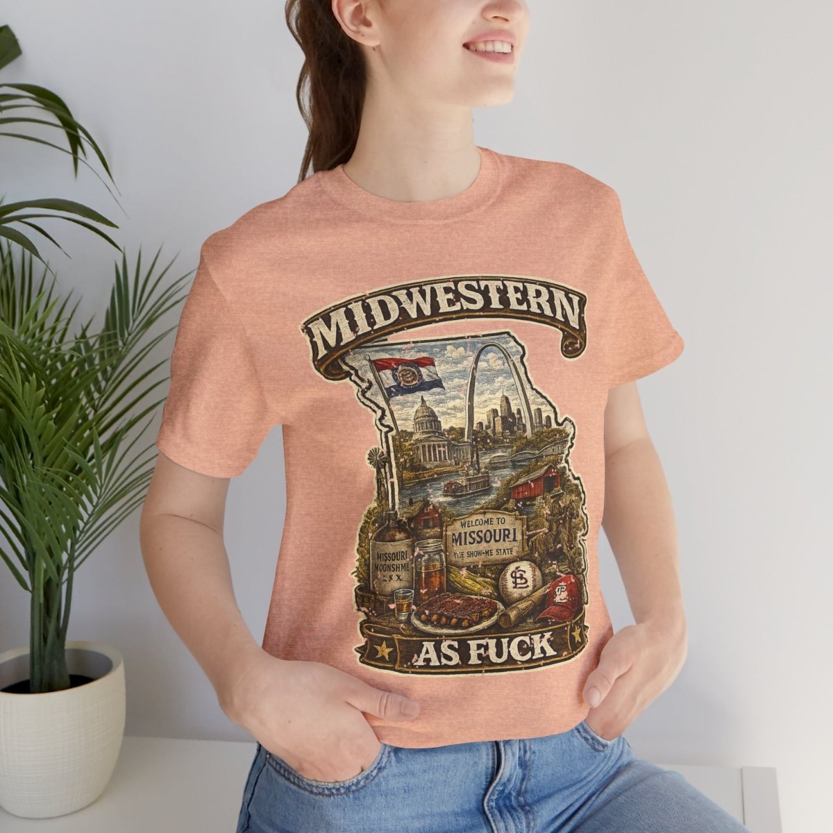 Missouri Midwestern As Fuck T-Shirt | No Filter Show-Me State Graphic Tee | Bella + Canvas 3001 | No Filter Collection - Anything AF