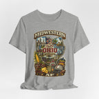 Athletic Heather Ohio Midwestern AF tee laid flat with the colour Buckeye front print