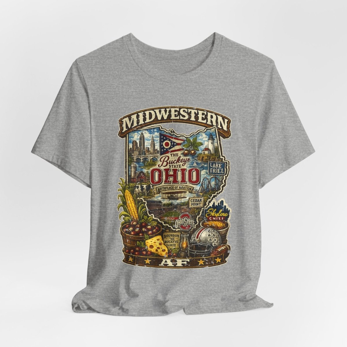 Ohio Midwestern AF T-Shirt | Buckeye State Graphic Tee | Bella + Canvas 3001 | Family Friendly Collection - Anything AF