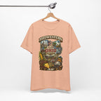 Peach Ohio Midwestern AF tee on a metal hanger against a plain wall