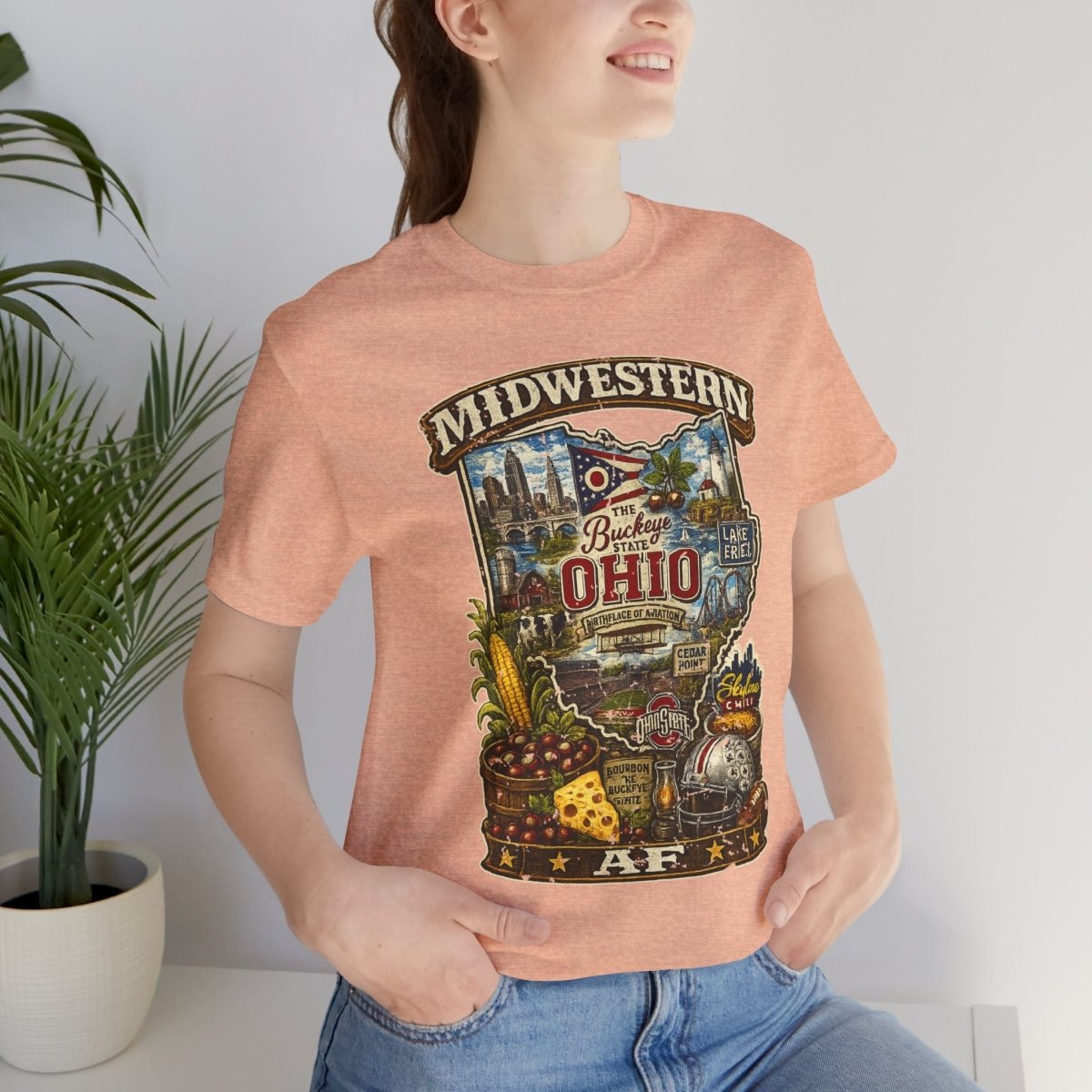 Ohio Midwestern AF T-Shirt | Buckeye State Graphic Tee | Bella + Canvas 3001 | Family Friendly Collection - Anything AF