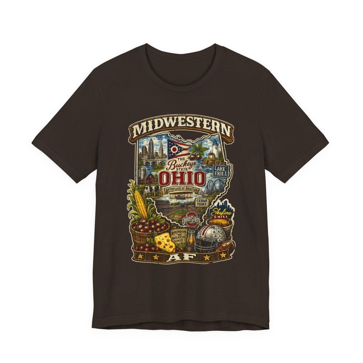 Ohio Midwestern AF T-Shirt | Buckeye State Graphic Tee | Bella + Canvas 3001 | Family Friendly Collection - Anything AF