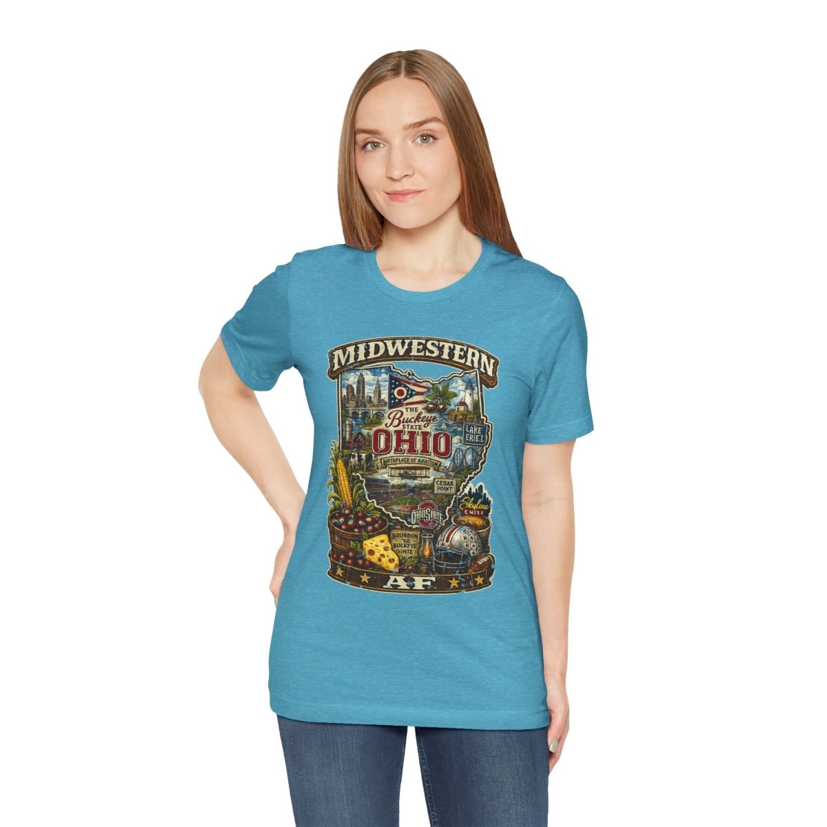 Ohio Midwestern AF T-Shirt | Buckeye State Graphic Tee | Bella + Canvas 3001 | Family Friendly Collection - Anything AF