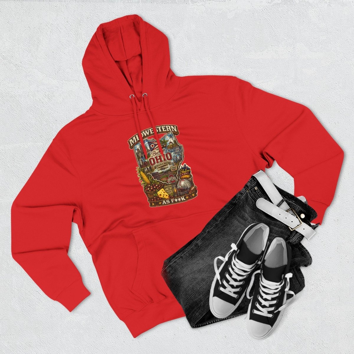 Ohio Midwestern As F**K Hoodie | Buckeye State Graphic Pullover | Lane Seven LS14001 Fleece Hoodie | Slightly Salty Collection - Anything AF