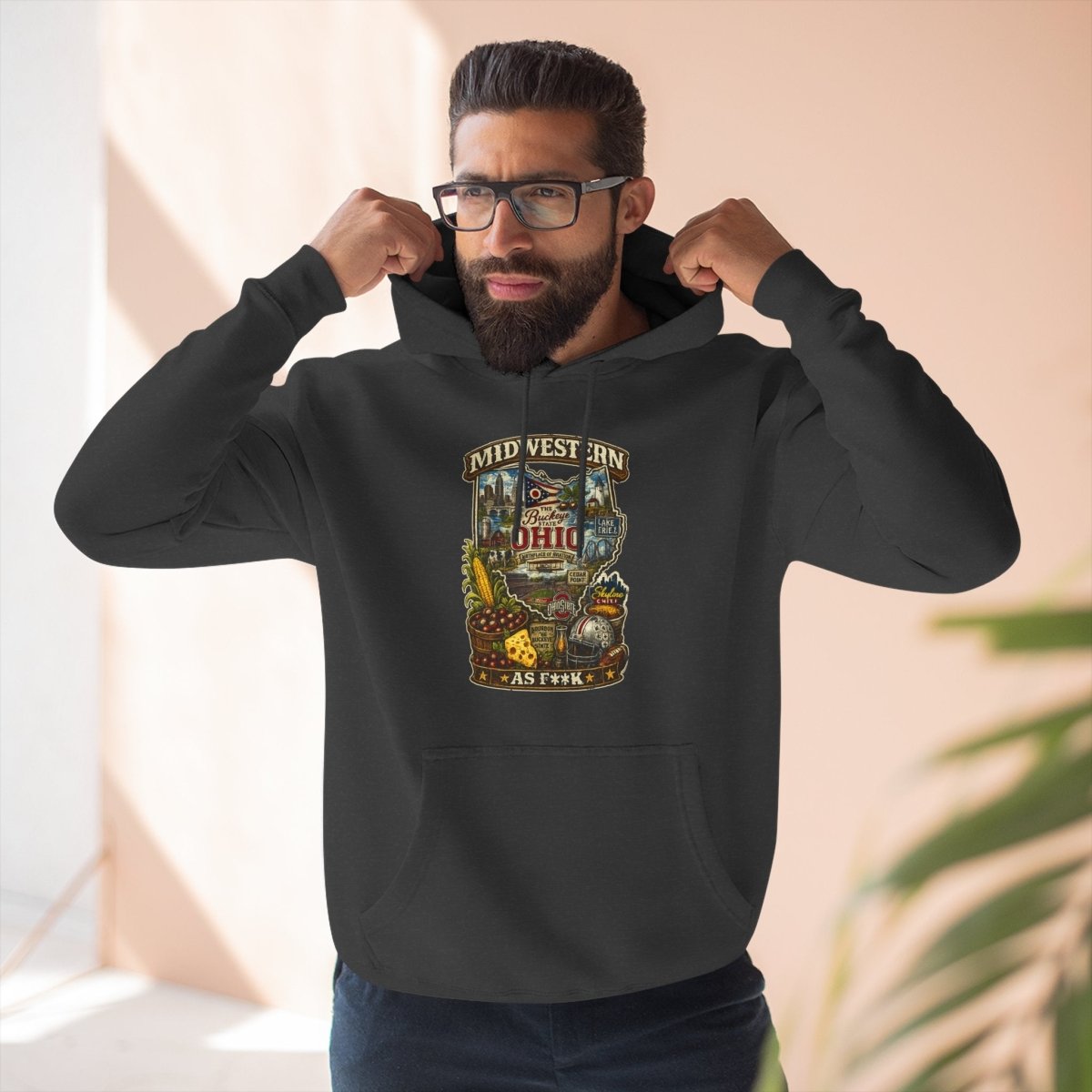 Ohio Midwestern As F**K Hoodie | Buckeye State Graphic Pullover | Lane Seven LS14001 Fleece Hoodie | Slightly Salty Collection - Anything AF
