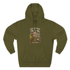 Army Green Ohio Midwestern As Fuck hoodie laid flat, Buckeye State front print