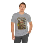 Man in the Athletic Heather Ohio Midwestern As Fuck tee, front print showing
