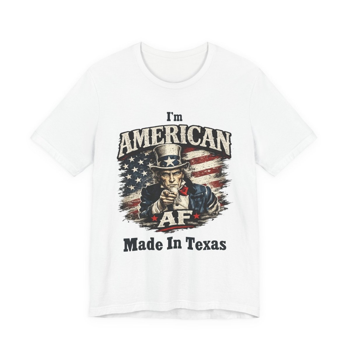 Personalized American AF T-Shirt for Light Colors | Custom Patriotic Uncle Sam Shirt | Add Your Own Text | Family Friendly Edition | Bella + Canvas 3001 - Anything AF