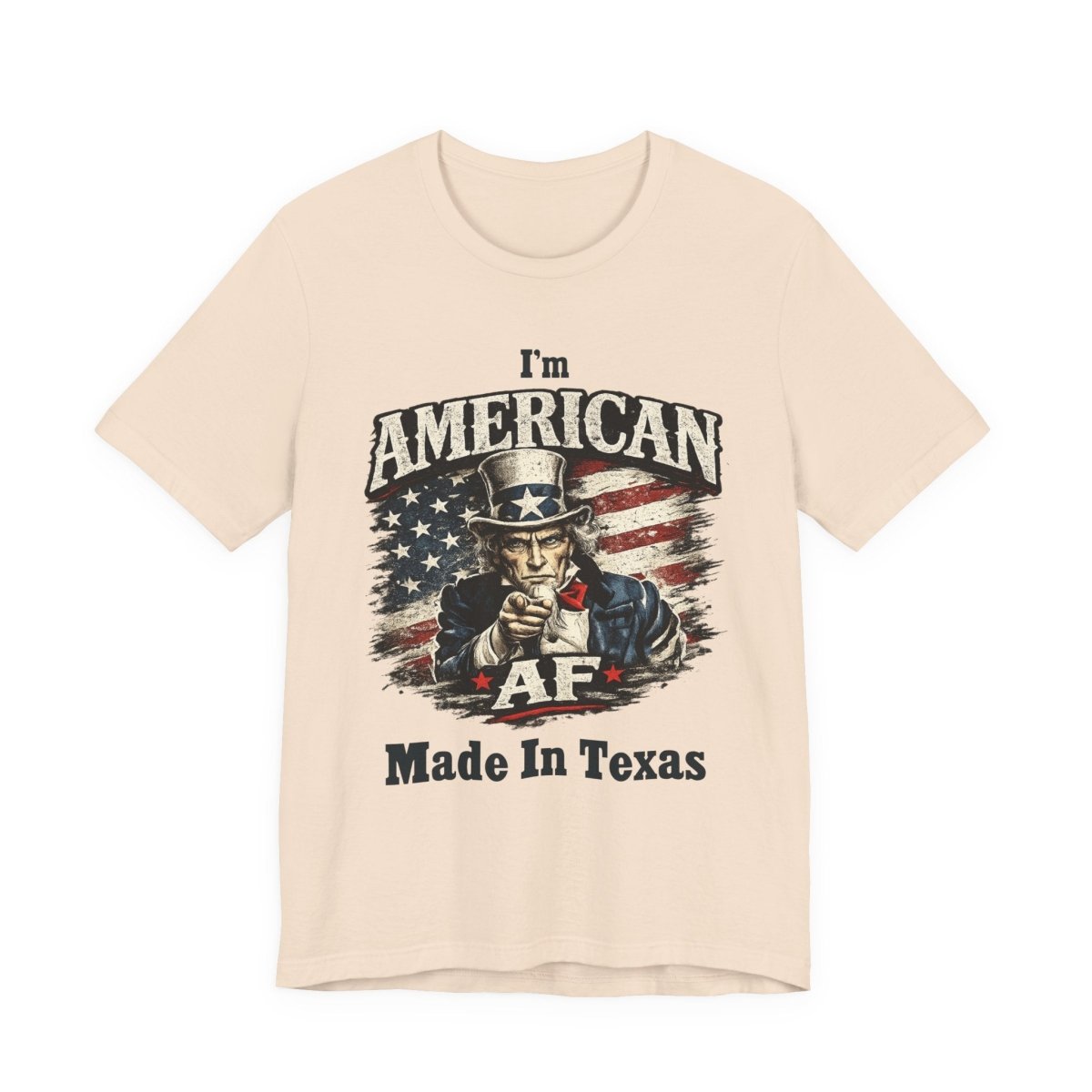 Personalized American AF T-Shirt for Light Colors | Custom Patriotic Uncle Sam Shirt | Add Your Own Text | Family Friendly Edition | Bella + Canvas 3001 - Anything AF