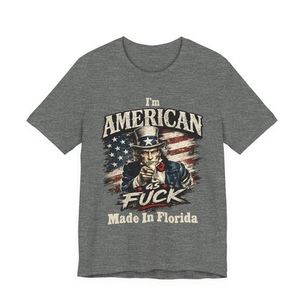 Personalized American As Fuck T-Shirt for Dark Colors | Custom Uncle Sam Patriotic Shirt | Add Your Own Text | No Filter Edition | Bella + Canvas 3001 - Anything AF